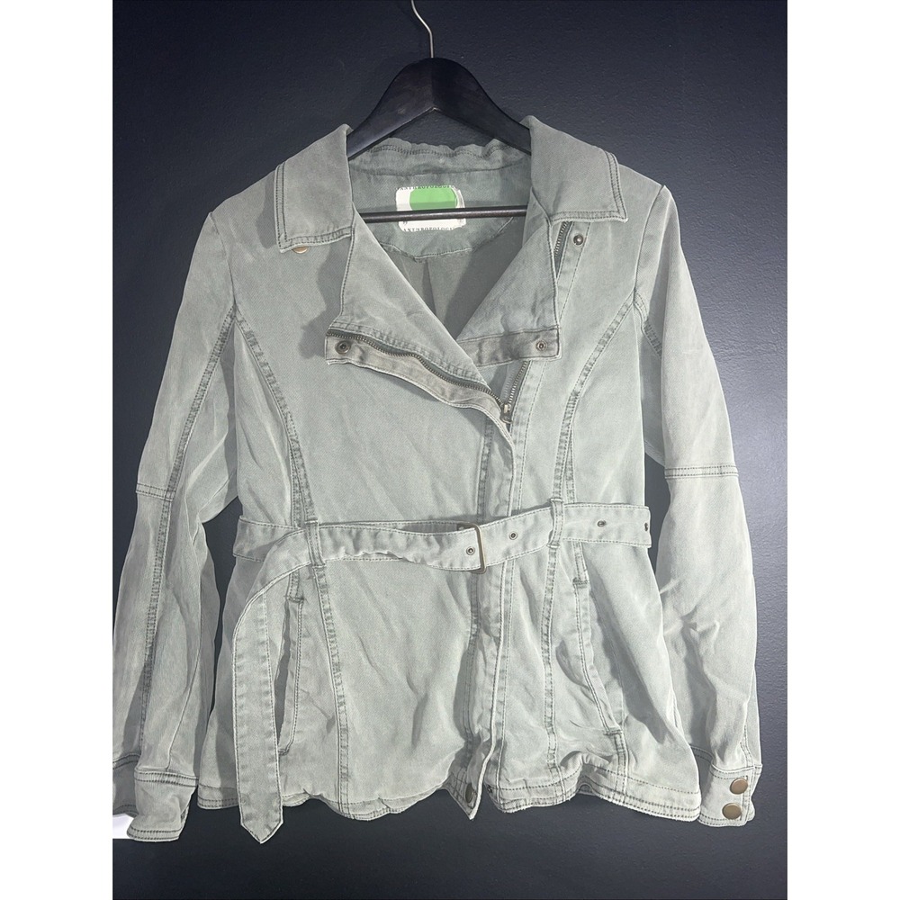 Anthropologie‎  Everyday Belted Moto Jacket Womens Medium Olive Green